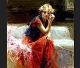 Pino Canvas Paintings - red dress